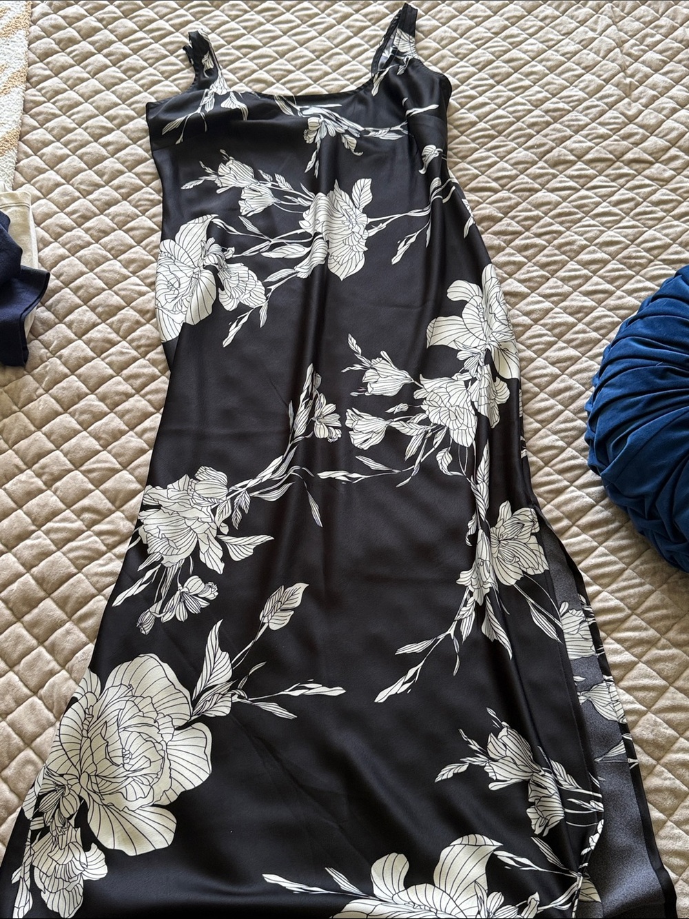 A Bew Day black floral maxi dress with slit